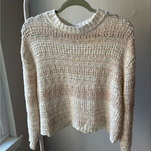 Billabong Open-Knit Crewneck Sweater in Cream